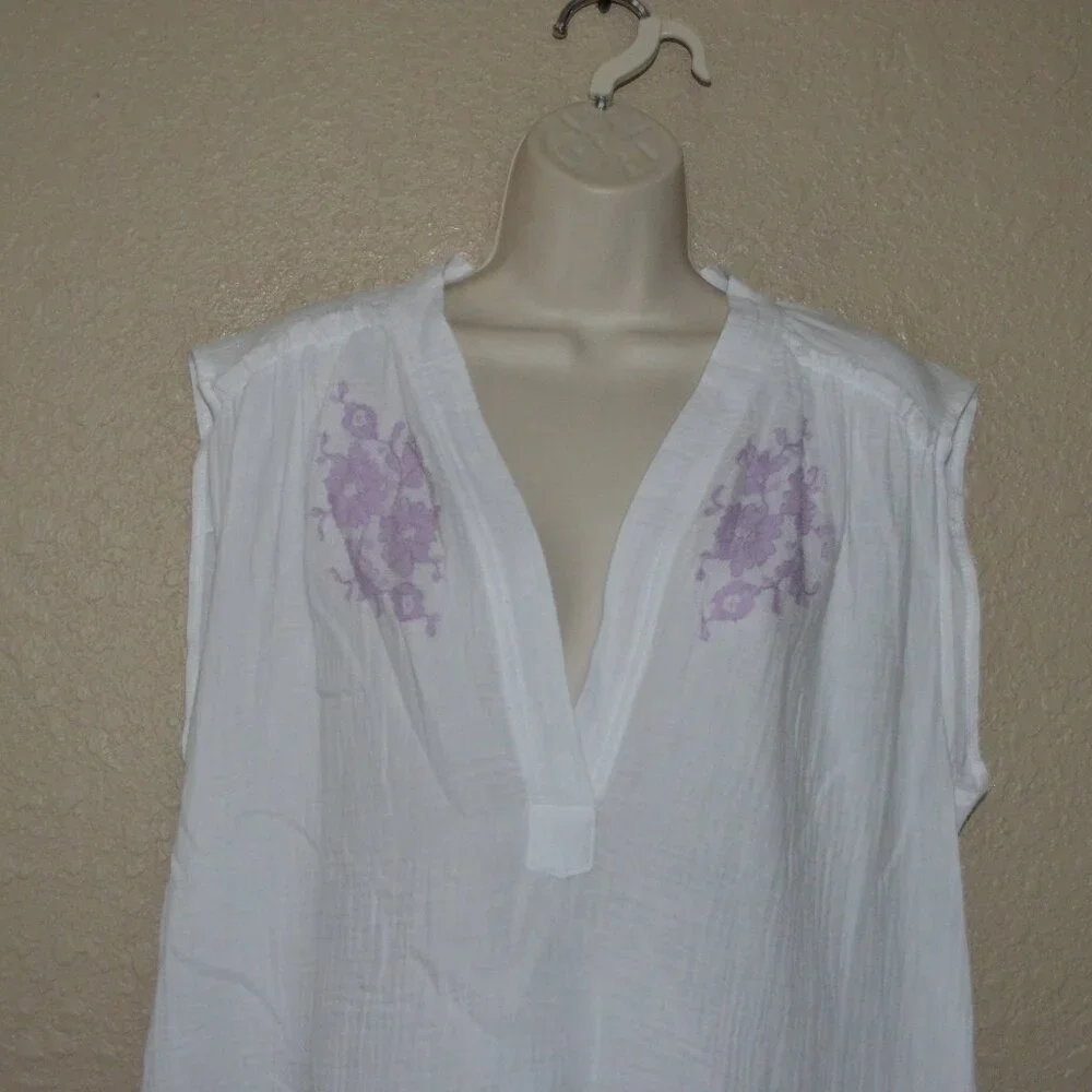 NWOT Sz S/M Vanita Rosa White Gauze Beach Wear Pants & Top Set Outfit